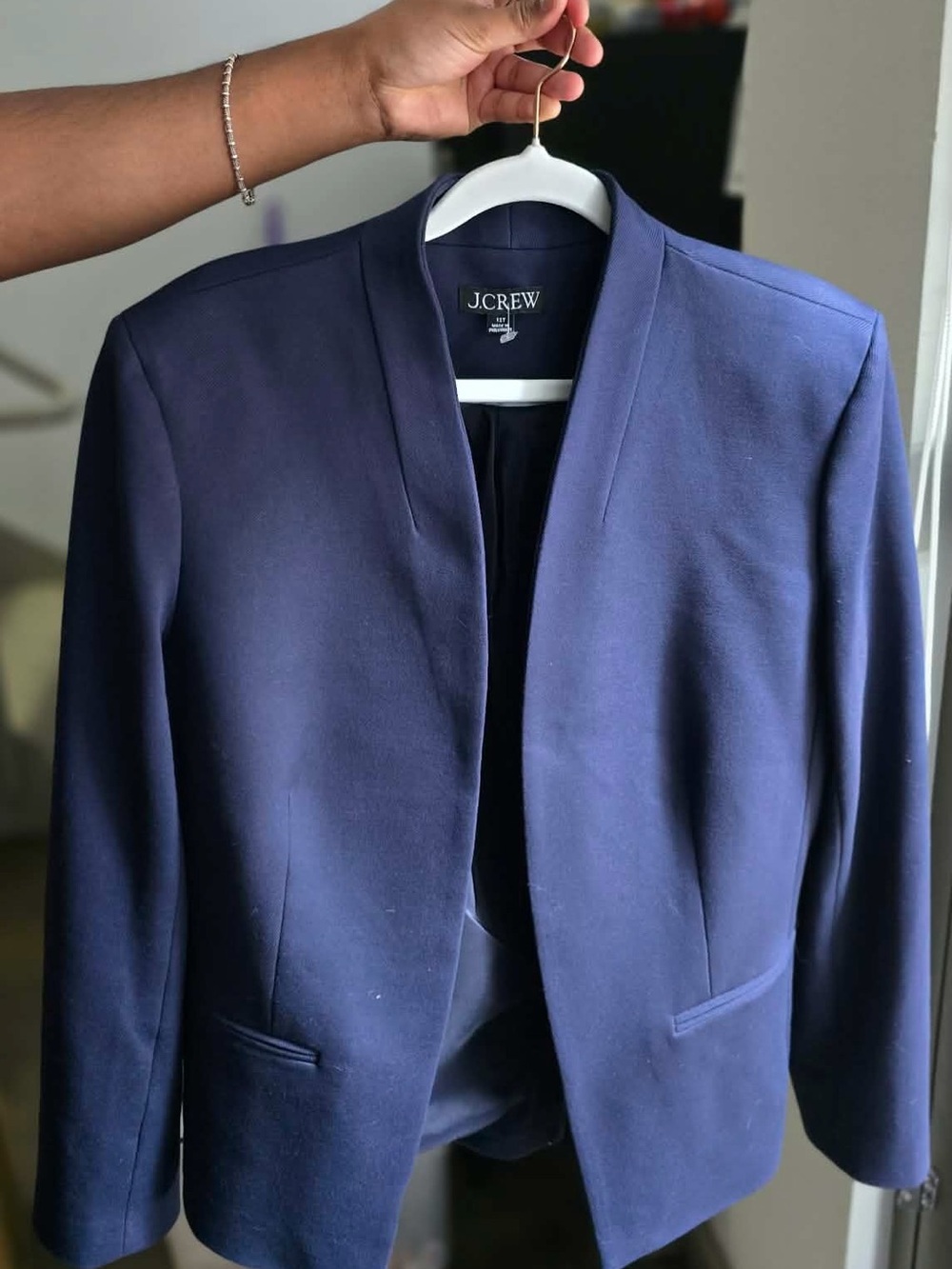 J. Crew Dark Navy Open-Collar Jacket